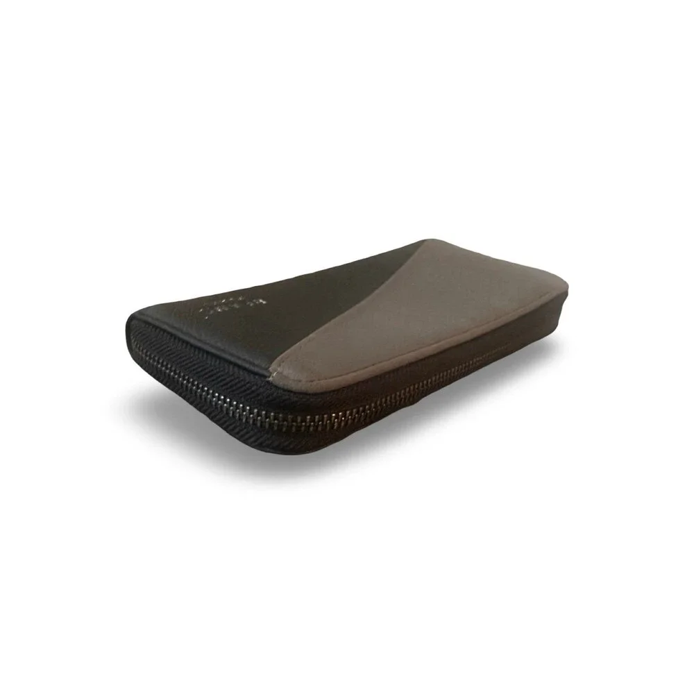 BEAMS HEART Men's Color-Block Faux Leather Long Zip Wallet - Gray/Black